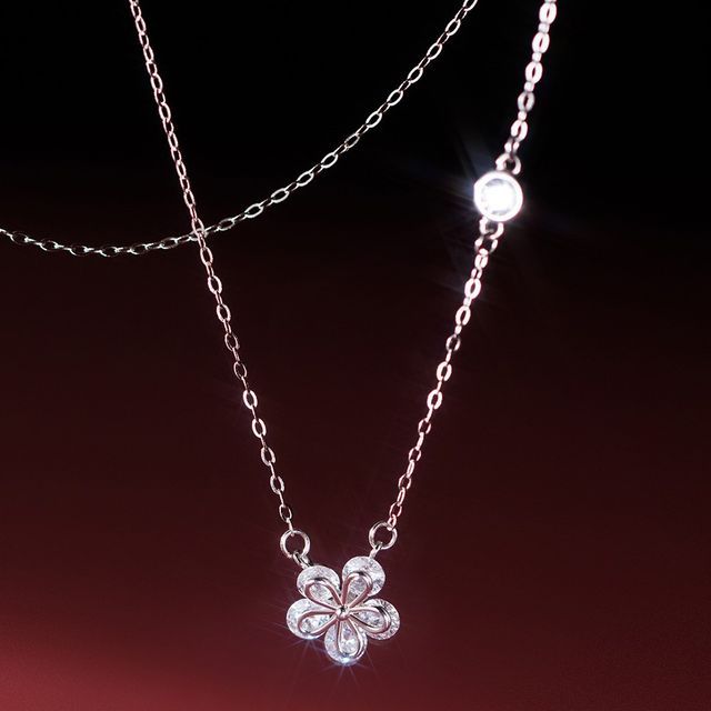 925 Sterling Silver Flower Necklace SpreePicky