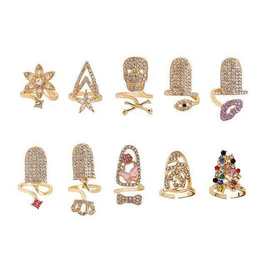 Rhinestone Glaze Nail Ring SpreePicky