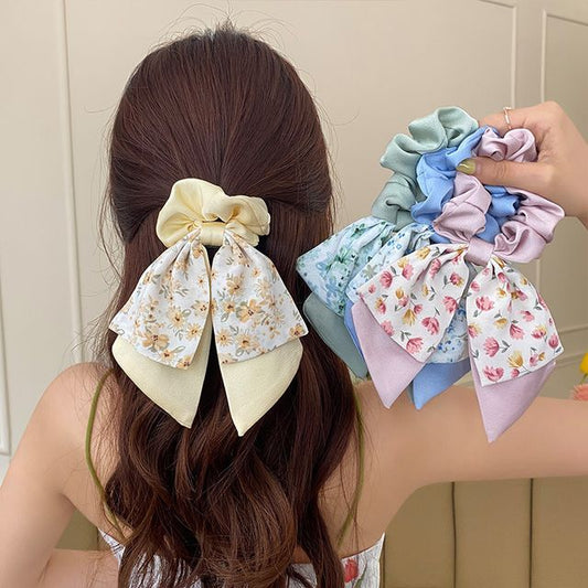 Floral Print Bow Scrunchie SpreePicky