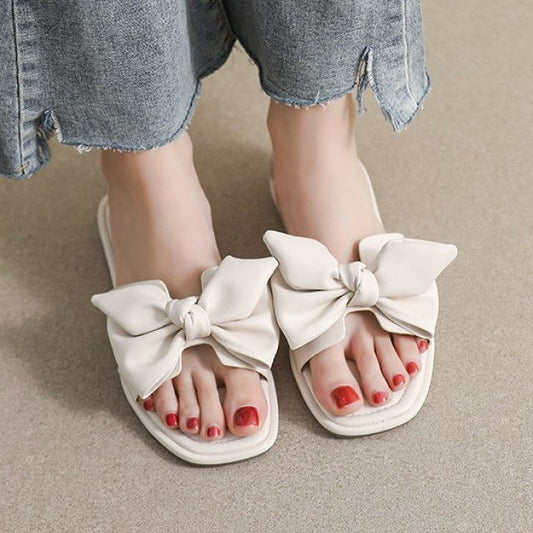 Bow Flat Slide Sandals SpreePicky