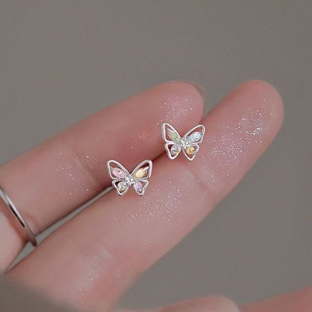 Butterfly Rhinestone Sterling Silver Earring SpreePicky