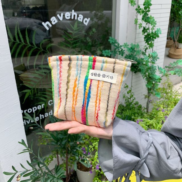 Striped Zip Makeup Pouch / Pencil Case SpreePicky