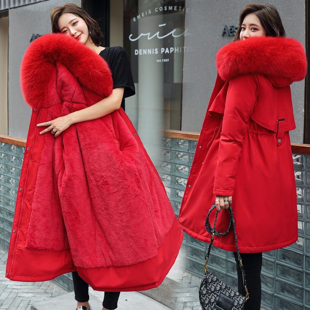 Fluffy Hooded Padded Zip-Up Long Coat SpreePicky