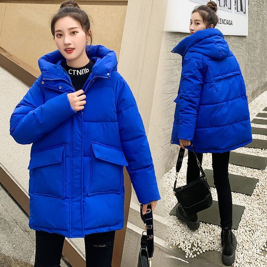 Hooded Plain Padded Coat SpreePicky