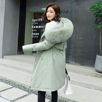 Fluffy Hooded Padded Zip-Up Long Coat SpreePicky