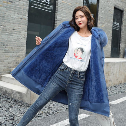 Fluffy Hooded Padded Zip-Up Long Coat SpreePicky