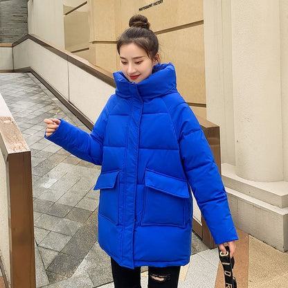 Hooded Plain Padded Coat SpreePicky