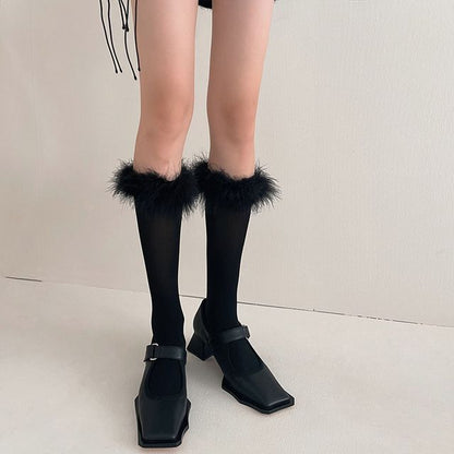 Feather Accent Tall Socks SpreePicky