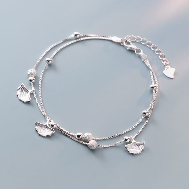 Leaf Layered Sterling Silver Bracelet SpreePicky