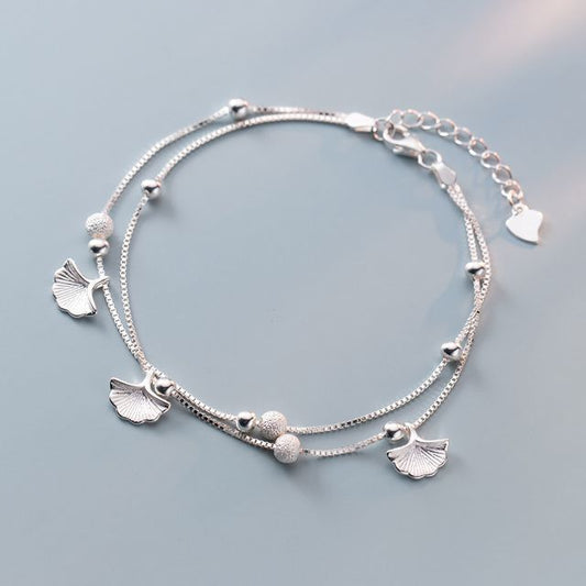 Leaf Layered Sterling Silver Bracelet SpreePicky