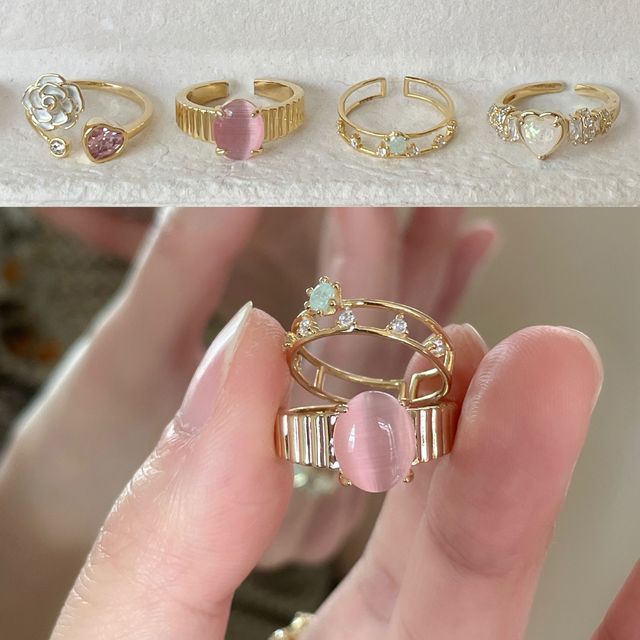 Flower / Heart / Opal Alloy Open Ring (various designs) SpreePicky