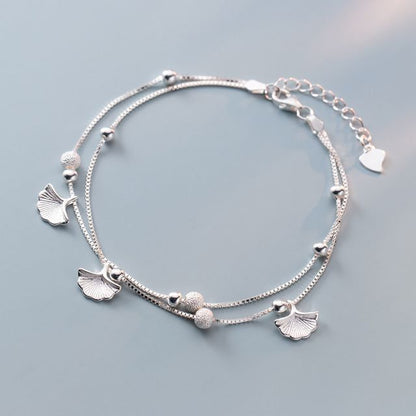 Leaf Layered Sterling Silver Bracelet SpreePicky