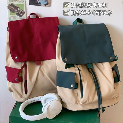 Lightweight Two Tone Flap Backpack SpreePicky