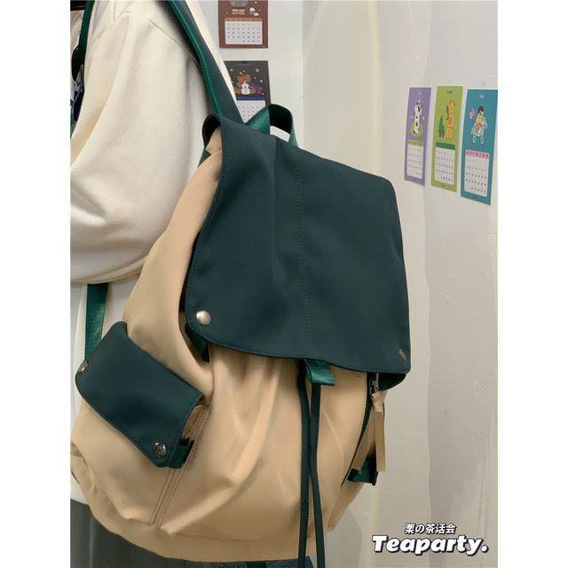 Lightweight Two Tone Flap Backpack SpreePicky