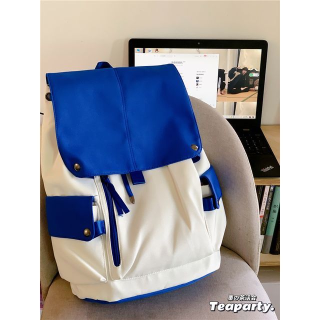 Lightweight Two Tone Flap Backpack SpreePicky