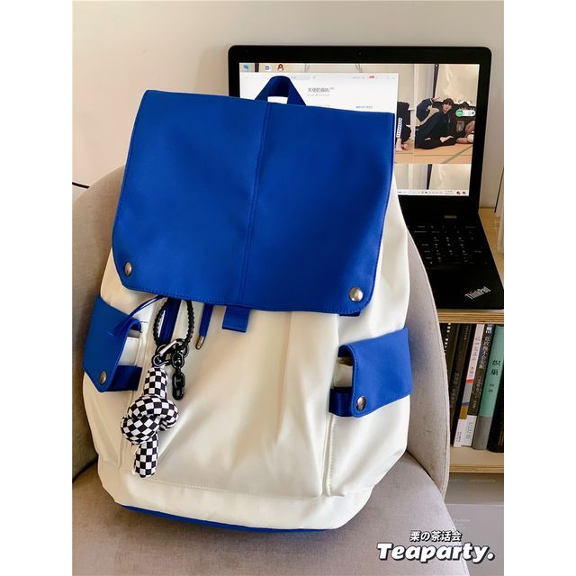 Lightweight Two Tone Flap Backpack SpreePicky