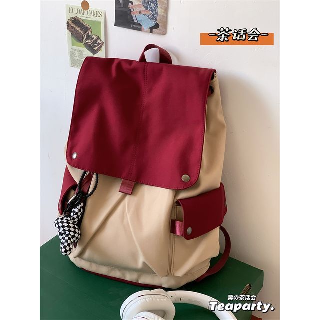 Lightweight Two Tone Flap Backpack SpreePicky