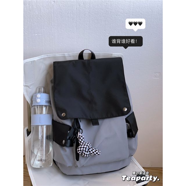 Lightweight Two Tone Flap Backpack SpreePicky