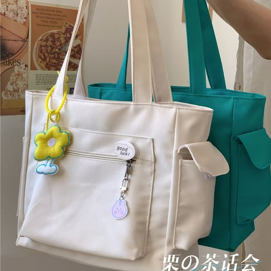 Plain Multi-Pocket Tote Bag SpreePicky