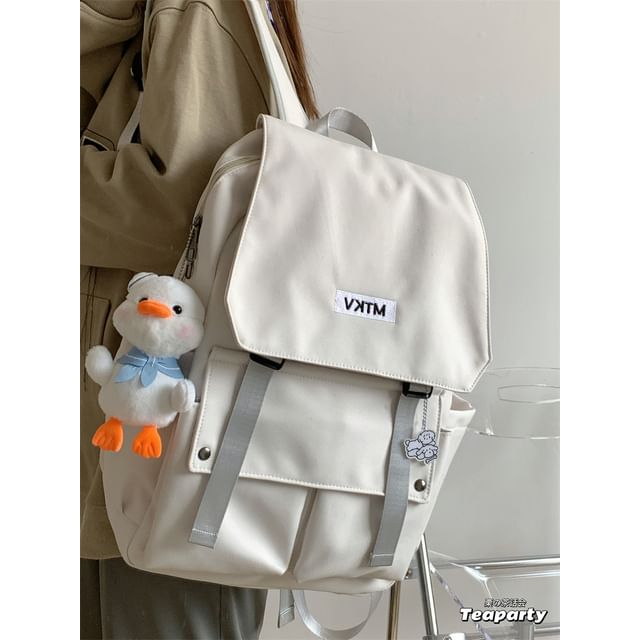 Flap Lettering Embroidered Waterproof Backpack SpreePicky