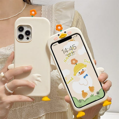 Floral Duck Phone Case - iPhone 14 Pro Max / 14 Pro / 14 Plus / 14 / 13 Pro Max / 13 Pro / 13 / 12 Pro Max / 12 Pro / 12 / 11 Pro Max / 11 / XS Max / XS / XR / X / 8 Plus / 7 Plus / 7 / 8 / SE SpreePicky