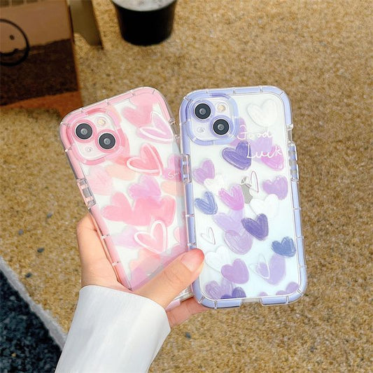 Heart Transparent Phone Case - iPhone 14 Pro Max / 14 Pro / 14 Plus / 14 / 13 Pro Max / 13 Pro / 13 / 12 Pro Max / 12 Pro / 12 / 11 Pro Max / 11 / XS Max / XS / XR / X SpreePicky