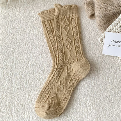 Plain Cable Knit Short Socks Set SpreePicky