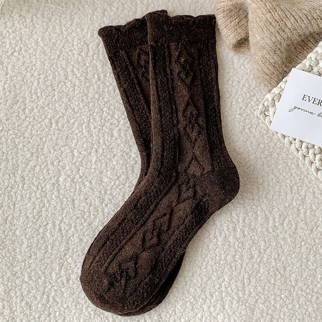 Plain Cable Knit Short Socks Set SpreePicky