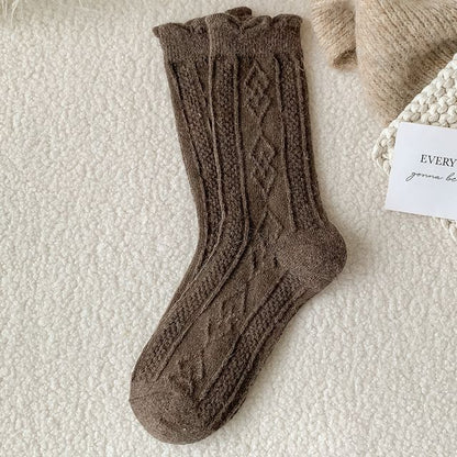 Plain Cable Knit Short Socks Set SpreePicky