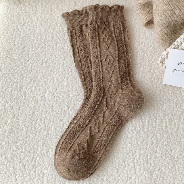 Plain Cable Knit Short Socks Set SpreePicky