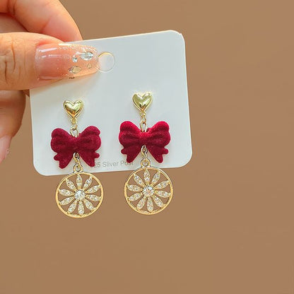 Flocking Bow Alloy Dangle Earring SpreePicky