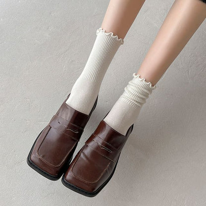 Frill Trim Plain Socks Set SpreePicky