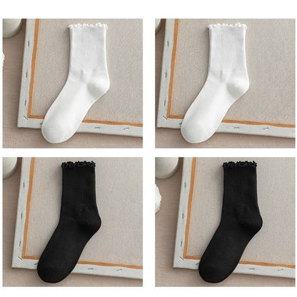 Frill Trim Plain Socks Set SpreePicky