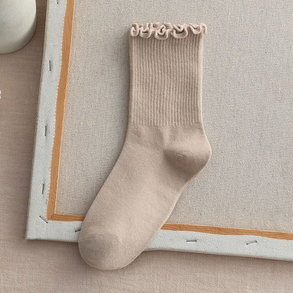 Frill Trim Plain Socks Set SpreePicky