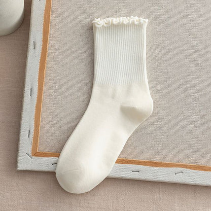 Frill Trim Plain Socks Set SpreePicky