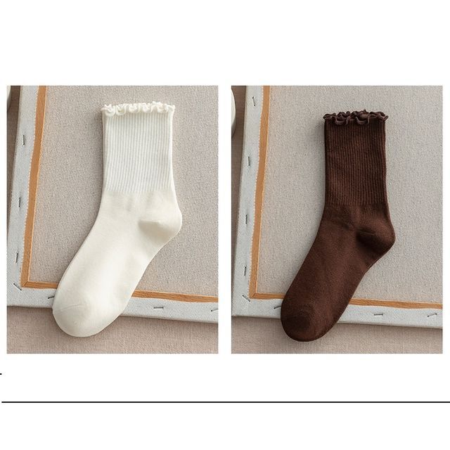 Frill Trim Plain Socks Set SpreePicky