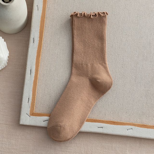 Frill Trim Plain Socks Set SpreePicky