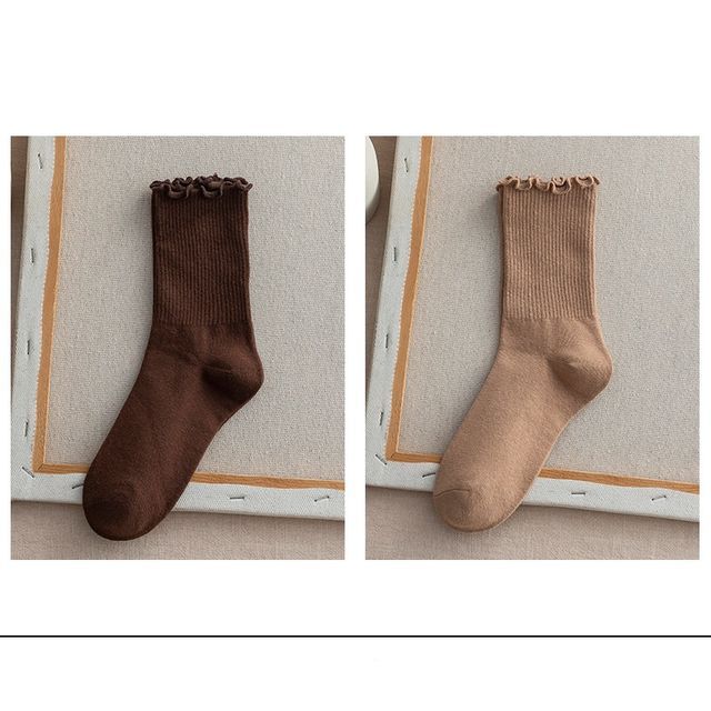 Frill Trim Plain Socks Set SpreePicky