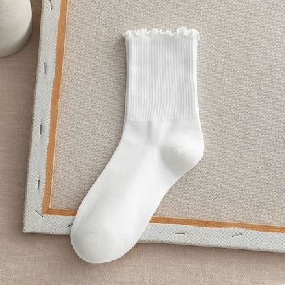 Frill Trim Plain Socks Set SpreePicky