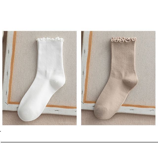 Frill Trim Plain Socks Set SpreePicky