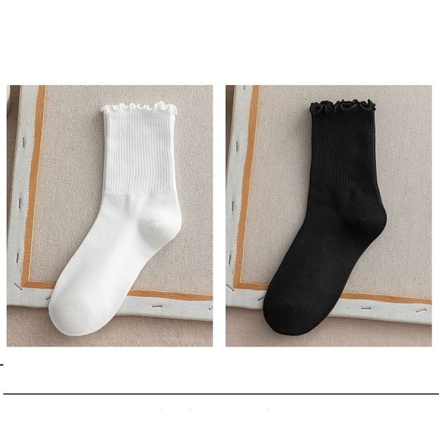 Frill Trim Plain Socks Set SpreePicky