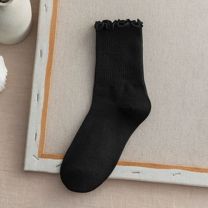 Frill Trim Plain Socks Set SpreePicky