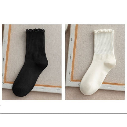 Frill Trim Plain Socks Set SpreePicky