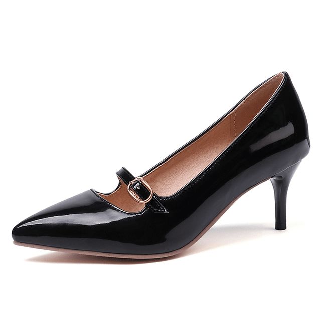 Pointed Toe Mary Jane Kitten Heel Pumps SpreePicky