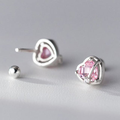 Heart Rhinestone Sterling Silver Earring SpreePicky