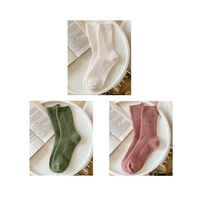 Set of 2 Pairs: Plain Ribbed Socks SpreePicky