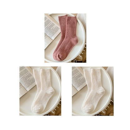 Set of 2 Pairs: Plain Ribbed Socks SpreePicky