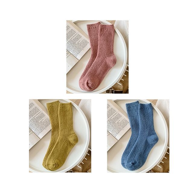 Set of 2 Pairs: Plain Ribbed Socks SpreePicky