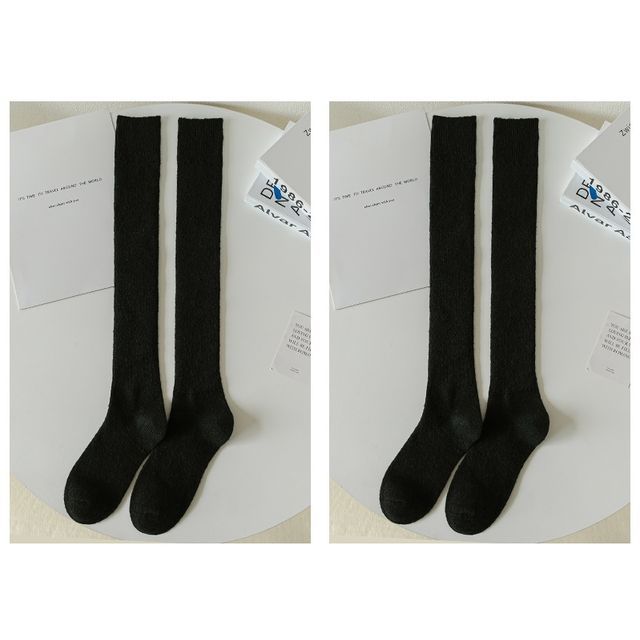 Plain Ribbed Tall Socks / Set SpreePicky