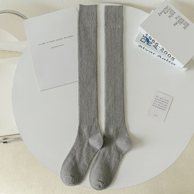 Plain Ribbed Tall Socks / Set SpreePicky